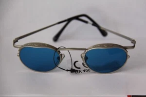 SONNENBRILLE GLÄSER OVAL BLAU PETROL RAHMEN SILBERFARBEN AUS METALL - Bild 1 von 2