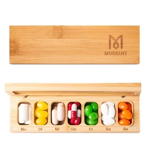 Tablettenbox 7 Tage aus Holz - Einfaches Füllen - Medikamentenbox - Pillendose - Bild 1 von 9