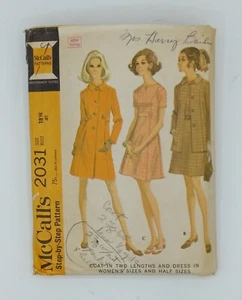 McCalls 1969 Sewing Pattern #2031 Dress Jacket Size 18.5 Bust 41 Hip 43 Waist 34 - Picture 1 of 2