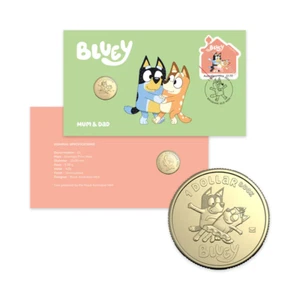 2024 Australia Bluey $1 Coin  - PNC Stamp & Coin Cover - Mum and Dad - Bild 1 von 3