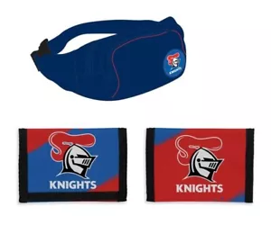 SET OF 2 NEWCASTLE KNIGHTS NRL WAIST BAG BUMBAG & NYLON UNISEX SPORTS WALLET - Picture 1 of 3