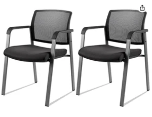 BRAND NEW Waiting room - Office Chairs - Sturdy Black - Set of Two - RRP; £189 - Picture 1 of 3