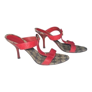 GUCCI SCHUHE - Gucci rot Leder schwarz Monogramm heilt - 131579 Größe 7B - Bild 1 von 16