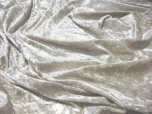 Crushed Velvet Velour Fabric Material - OYSTER  - Picture 1 of 1