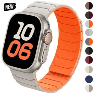 Magnetic Silicone Strap Band For Apple Watch Series 10 9 8 7 6 5 4 SE Ultra 2 1 - Picture 1 of 18