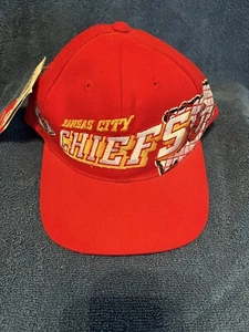 Vtg 90s Kansas City Chiefs Sports Specialties Grid Shadow Snapback Football Hat - Picture 1 of 9