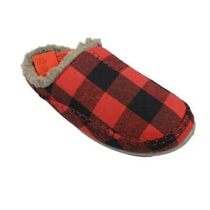 Men's Red & Black Plaid Deer Stags Nordic Slipper, Size 11 Medium - Picture 1 of 4