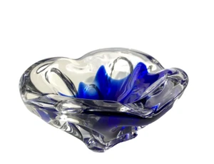 Cenicero vintage de vidrio artístico MCM hecho a mano Bayel Crystal Francia Arcadia - Imagen 1 de 11
