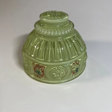 Vintage Green Art Deco Embossed Glass Ceiling Light Fixture Globe Cover 6.75" Cover
