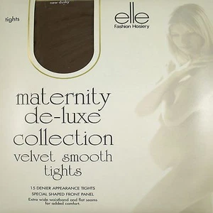 2 PAIRS ELLE MATERNITY DE-LUXE COLLECTION VELVET SMOOTH TIGHTS WITH FRONT PANEL - Picture 1 of 5