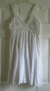 WISHES, WISHES, WISHES WHITE COTTON LACE TRIM LINED DRESS 7 JUNIORS BOHO HIPPIEE - Picture 1 of 6