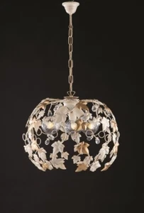 Lampadario in ferro battuto a sospensione classico in metallo avorio e cristallo - Imagen 1 de 1