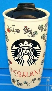 Starbucks 2016 Portland Bicycle Cycling Ceramic Coffee Tumbler Cup 12 fl. oz. - Picture 1 of 12