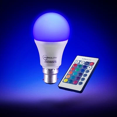AURAGLOW Remote Control Colour Changing Dimmable LED Light Bulb B22 E27 3rd Gen - Image 1 of 4