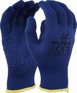 10 x UCI NLPB-D Low Linting Soft PVC Polka Dotted Palm & Fingertip Blue Gloves - Picture 1 of 3