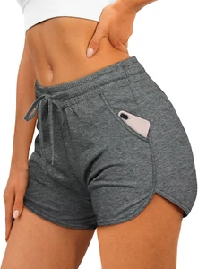 Womens Athletic Shorts Running Dolphin Shorts with Pockets and Drawstring - Picture 1 of 12