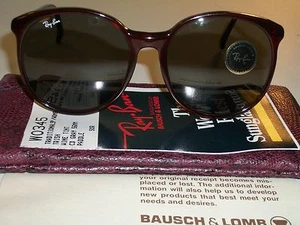 56mm VINTAGE B&L RAY BAN W0345 G15 CHERRY TORT TRADITIONALS ROUND SUNGLASSES NEW - Picture 1 of 10