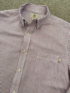 GORGEOUS TIMBERLAND SLIM FIT LINEN BLEND RED STRIPE LONG SLEEVE SHIRT L LARGE - Picture 1 of 5