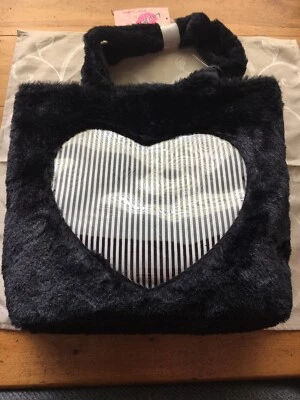 BOLSO DE MANO BETSEY JOHNSON LUV BETSEY NEGRO DE PIEL SINTÉTICA GRANDE Y EXTRA A RAYAS NUEVO CON ETIQUETAS  Foto 1 de 4