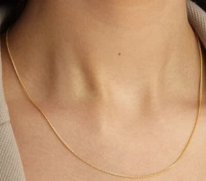 18ct Yellow Gold 45cm (18") Spiga Chain 1mm Width UK Hallmarked - Picture 1 of 6