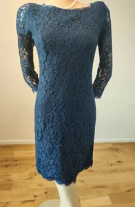 DIANE VON FURSTENBURG LACE DRESS SIZE DVF 6 UK 10 US 6 APPROX NAVY 70% RAYON - Picture 1 of 7