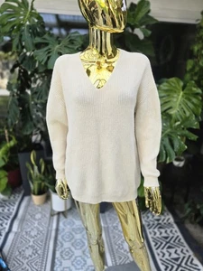 JENNI KAYNE Elfenbein Wolle-Kaschmir Oversize Rippstrick Hüttenpullover Small S - Bild 1 von 10