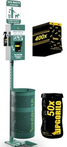 Pet Waste Station Pull Out Bags - Includes 400 Dog Poop Bags Glow In Dark Sign - Picture 1 of 6