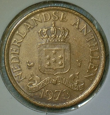 WORLD COIN SALE-1973 NEDERLANDS 1 CENT--BRONZE COMPOSITION COIN-KM# 8 - Image 1 of 3