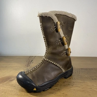 Keen Kaley Leather Shearling Winter Side Zipper Boots Girls Size 2 - Image 1 of 4