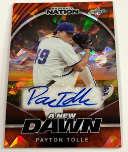 Tarjeta de radiocontrol autógrafo Payton Tolle 2025 Leaf Baseball A New Dawn Orange Ice/4 - Imagen 1 de 2