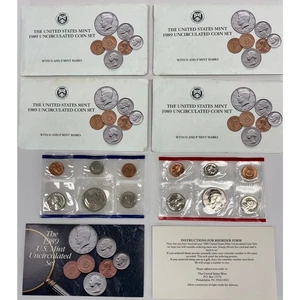 Lot of 4 × 1989 US Mint Uncirculated Coin Sets P & D 48 Coins + 8 Tokens OGP - Picture 1 of 2