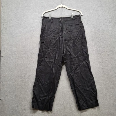 L.L. Bean Women Pants 10 REGULAR Black Linen Cropped 22" Inseam - Image 1 of 4