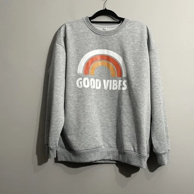 Sudadera Good Vibes Rainbow Gráfico Mujer’s XL Ligera Pullover Positivo Foto 1 de 4