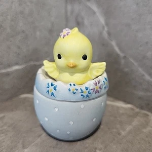 Portapiatti uovo di Pasqua pulcino coperchio blu bisque porcellana miniatura Corea usato in ottime condizioni - Foto 1 di 8