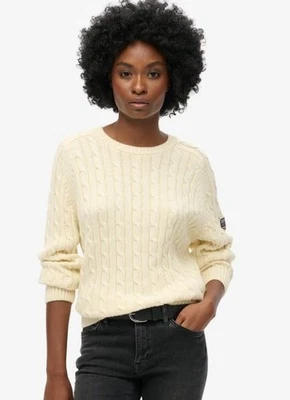 SUPERDRY Slouchy Cable Knit Jumper in Natural White (fmn14-8) - Image 1 of 2