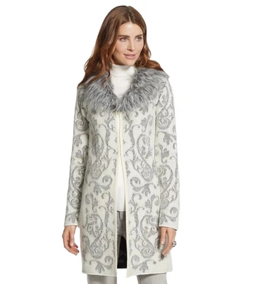 NUEVO CON ETIQUETAS Chicos Blanco Piel Helada Cárdigan Tejido Elsa Suéter de Lana para Mujer Talla 1 Mediano Foto 1 de 4