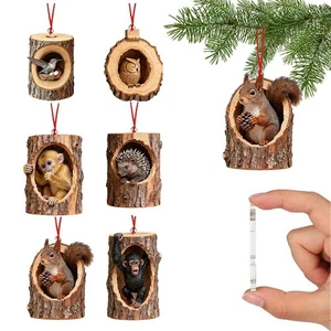 6 Stück 2D flache Waldtiere Weihnachtsschmuck, niedlicher Christbaumschmuck - Bild 1 von 24