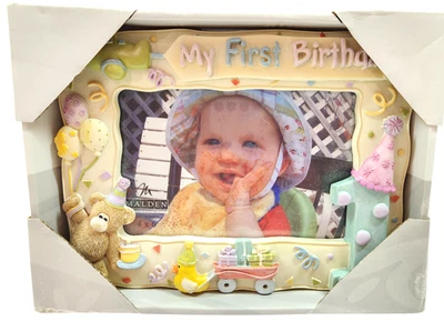 New in Box Malden My First Birthday Baby 4x6 Photo Picture Frame Girl or Boy - Imagem 1 de 4