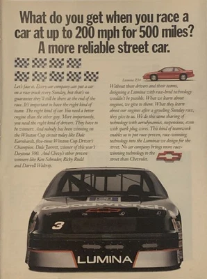 1994 Chevy Lumina Z34 PRINT AD Dale Earnhardt NASCAR VTG 90s Reliable Street Car - Image 1 of 4