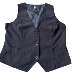 Vintage First Option karierte Weste Jacke Knopf schwarz Damengröße 10 formell - Bild 1 von 11