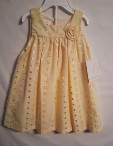 Abito BONNIE BABY bambina 24M giallo/bianco quadri ricamato con rosetta costava 38€ nuovo con etichette - Foto 1 di 4