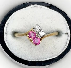 Ruby Diamond Ring 9ct Solid Gold  - 1.4 gram - Size M - Picture 1 of 4