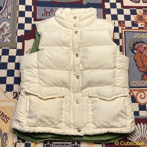 VINTAGE J.Crew Down Puffer Vest Women’s Large White Beige Insulated Outdoors - Picture 1 of 11