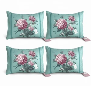 Set of 4 Vintage Teal Boudoir Floral Bounce Back Cushions Rectangular 30x50cm - Picture 1 of 9