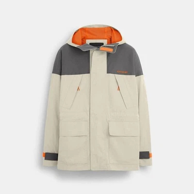 Coach Color Block Functional Jacket Mens XL Khaki Orange Gray NWT Outlet - Image 1 of 4