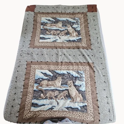 Edredón Hecho a Mano Leopardo de las Nieves Estampado Gráfico Talla Queen Estilo Retro Manta Moderna Foto 1 de 4