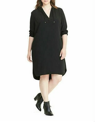 Lauren Ralph Lauren Plus Crepe Hooded Dress-BLACK-1X~ORG. $165~NWT - Image 1 of 1