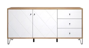 Sideboard Eiche Kommode Wohnzimmerschrank Anrichte weiß matt 180 cm Schubladen - Bild 1 von 8