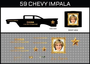 HotWheels(1/64),59 Chevy Impala "LL Diana" Waterslide,Printed White First,Decals - Bild 1 von 5