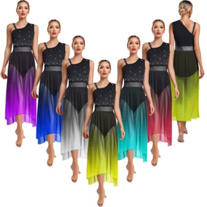 Damen Kleid Tassel Rock Bühne Tanzkleidung Kostüm Tanz Fließend Glitzer Sheer - Picture 1 of 83